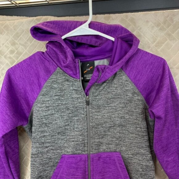 And1 Head Womens Small Hoodie Sweatshirt Gray Purple Fleece Full Zip Athletic - Picture 3 of 15